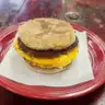 Breakfast Sandwich #2 — English muffin with sausage, bacon, or ham, plus egg and cheese